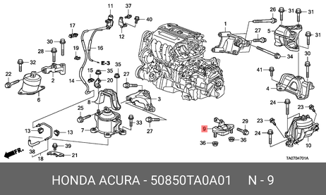 Honda 50850-TA0-A01 Подушка двигателя левая | перед |