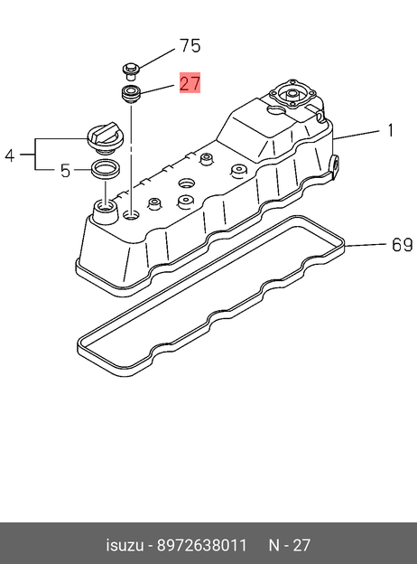 фото Isuzu 8-97263-801-1 Прокладка клапанной крышки Isuzu 8-97263-801-1 Прокладка клапанной крышки