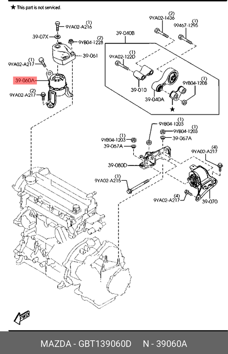 фото Mazda GBT1-39-060D Опора кпп | прав | Mazda GBT1-39-060D Опора кпп | прав |