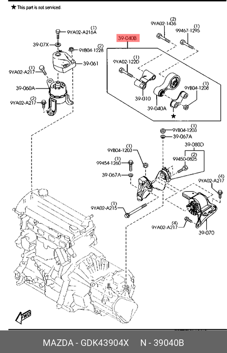 фото Mazda GDK4-39-04X Подушка двигателя задняя ат | зад | Mazda GDK4-39-04X Подушка двигателя задняя ат | зад |