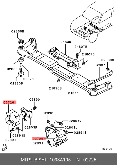 фото Mitsubishi 1093A105 Подушка двигателя | перед | Mitsubishi 1093A105 Подушка двигателя | перед |