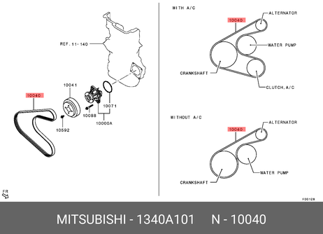 фото Mitsubishi 1340A101 Ремень ручейковый Mitsubishi 1340A101 Ремень ручейковый