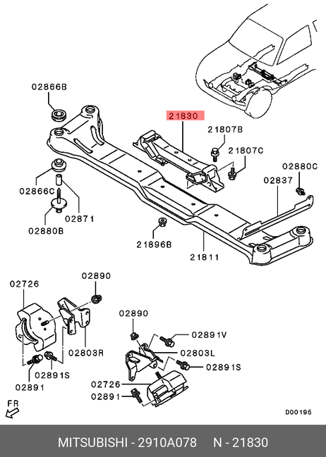 фото Mitsubishi 2910A078 Подушка двигателя Mitsubishi 2910A078 Подушка двигателя