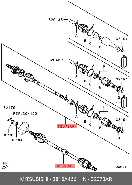 фото Mitsubishi 3815A466 Вал приводной в сборе Mitsubishi 3815A466 Вал приводной в сборе