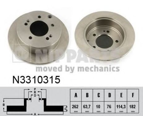 фото Nipparts N3310315 Диск тормозной | зад | Nipparts N3310315 Диск тормозной | зад |