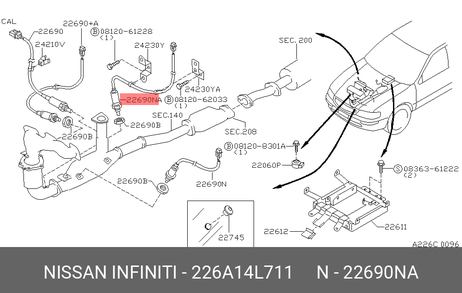 фото Nissan 226A1-4L711 Датчик кислородный Nissan 226A1-4L711 Датчик кислородный