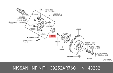 фото Nissan 39252-AR76C Подшипник ступицы колеса Nissan 39252-AR76C Подшипник ступицы колеса
