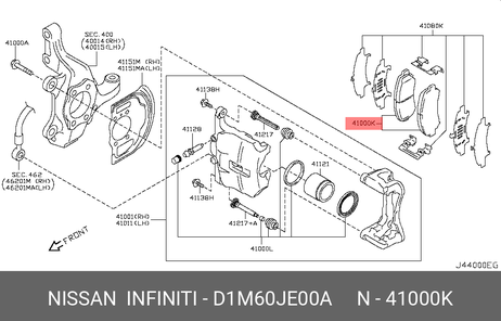фото Nissan D1M60-JE00A Колодки тормозные дисковые | перед | Nissan D1M60-JE00A Колодки тормозные дисковые | перед |