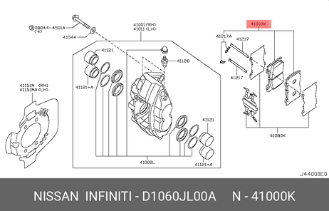 фото Nissan D1060-JL00A Колодки тормозные | перед | Nissan D1060-JL00A Колодки тормозные | перед |