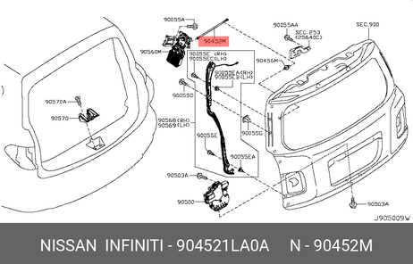 фото Nissan 90452-1LA0A Амортизатор багажника *_____ Nissan 90452-1LA0A Амортизатор багажника *_____