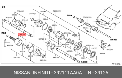 фото Nissan 39211-1AA0A Шрус наружный | перед прав/лев | Nissan 39211-1AA0A Шрус наружный | перед прав/лев |