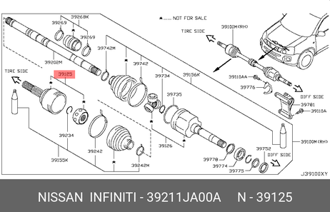 фото Nissan 39211-JA00A Привод в сборе | перед прав/лев | Nissan 39211-JA00A Привод в сборе | перед прав/лев |