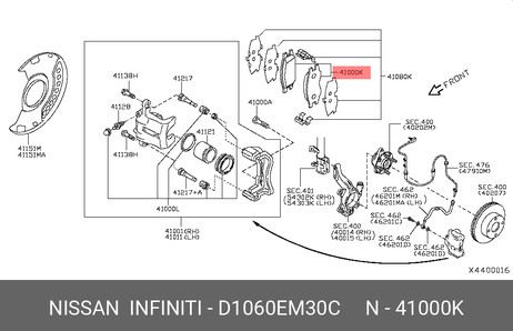 фото Nissan D1060-EM30C Колодки тормозные | перед | Nissan D1060-EM30C Колодки тормозные | перед |