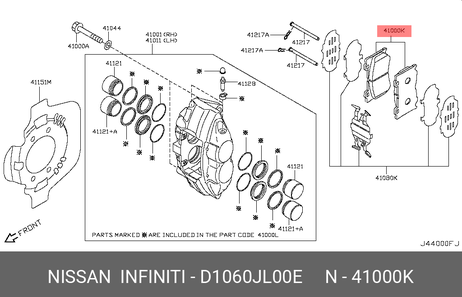 фото Nissan D1060-JL00E Колодки тормозные | перед | Nissan D1060-JL00E Колодки тормозные | перед |