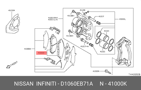 фото Nissan D1060-EB71A Колодки тормозные дисковые | перед | Nissan D1060-EB71A Колодки тормозные дисковые | перед |