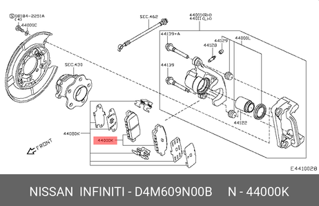 фото Nissan D4M60-9N00B Колодки тормозные дисковые | зад | Nissan D4M60-9N00B Колодки тормозные дисковые | зад |