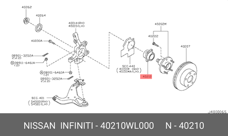 фото Nissan 40210-WL000 Подшипник | перед лев | Nissan 40210-WL000 Подшипник | перед лев |