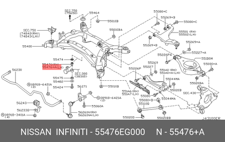 фото Nissan 55476-EG000 Сайлентблок балки моста Nissan 55476-EG000 Сайлентблок балки моста