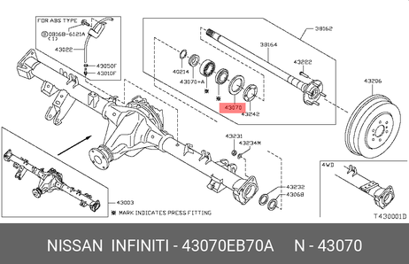 фото Nissan 43070-EB70A Кольцо упорное Nissan 43070-EB70A Кольцо упорное