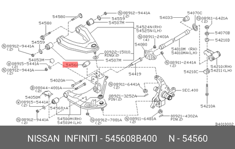 фото Nissan 54560-8B400 Сайлентблок рычага подвески | перед | Nissan 54560-8B400 Сайлентблок рычага подвески | перед |