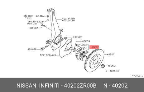 фото Nissan 40202-ZR00B Комплект подшипника ступицы колеса | перед | Nissan 40202-ZR00B Комплект подшипника ступицы колеса | перед |