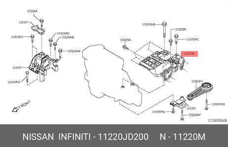фото Nissan 11220-JD200 Опора CVT верхняя | зад лев | Nissan 11220-JD200 Опора CVT верхняя | зад лев |