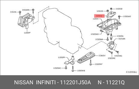фото Nissan 11220-1J50A Подушка двигателя передняя левая | лев | Nissan 11220-1J50A Подушка двигателя передняя левая | лев |