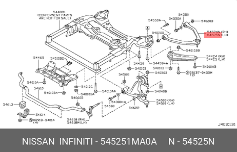 фото Nissan 54525-1MA0A Рычаг подвески | перед лев | Nissan 54525-1MA0A Рычаг подвески | перед лев |
