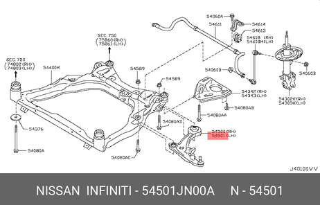 фото Nissan 54501-JN00A Рычаг подвески | перед лев | Nissan 54501-JN00A Рычаг подвески | перед лев |