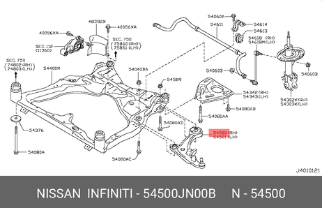 фото Nissan 54500-JN00B Рычаг подвески - | перед прав | Nissan 54500-JN00B Рычаг подвески - | перед прав |