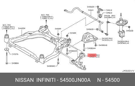 фото Nissan 54500-JN00A Рычаг подвески | перед прав | Nissan 54500-JN00A Рычаг подвески | перед прав |