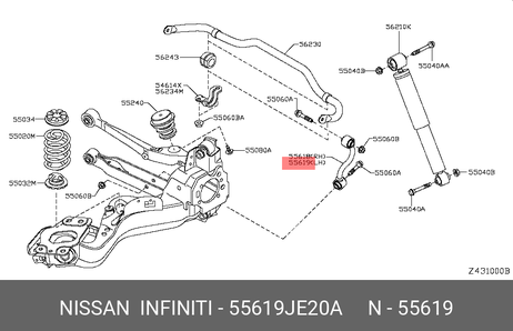 фото Nissan 55619-JE20A Втулка стабилизатора | зад лев | Nissan 55619-JE20A Втулка стабилизатора | зад лев |