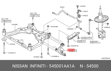 фото Nissan 54500-1AA1A Рычаг подвески | перед прав | Nissan 54500-1AA1A Рычаг подвески | перед прав |