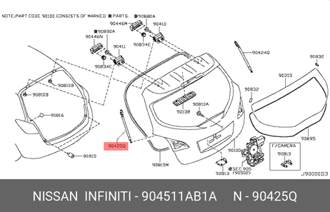 Nissan 90451-1AB1A Амортизатор крышки багажника