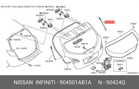 фото Nissan 90450-1AB1A Амортизатор крышки багажника Nissan 90450-1AB1A Амортизатор крышки багажника
