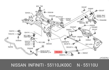 фото Nissan 55110-JK00C Рычаг подвески | зад | Nissan 55110-JK00C Рычаг подвески | зад |