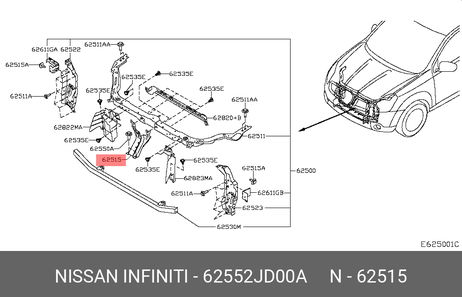 фото Nissan 62552-JD00A Стойка замка капота Nissan 62552-JD00A Стойка замка капота