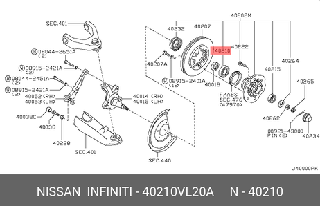 фото Nissan 40210-VL20A Подшипник ступицы колеса | перед | Nissan 40210-VL20A Подшипник ступицы колеса | перед |