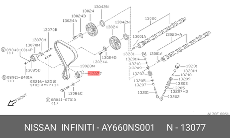 фото Nissan AY660-NS001 Ролик обводной ремня ГРМ Nissan AY660-NS001 Ролик обводной ремня ГРМ