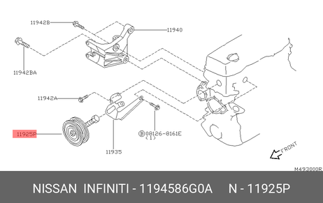 фото Nissan 11945-86G0A Ролик натяжителя r20 ka24 гура Nissan 11945-86G0A Ролик натяжителя r20 ka24 гура