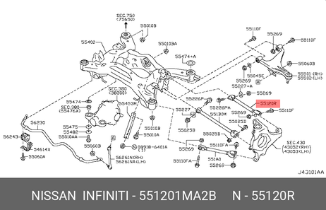 фото Nissan 55120-1MA2B Комплект сайлентблоков Nissan 55120-1MA2B Комплект сайлентблоков