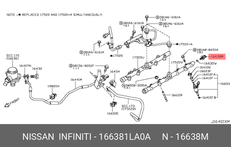 фото Nissan 16638-1LA0A Датчик давления подачи топлива Nissan 16638-1LA0A Датчик давления подачи топлива