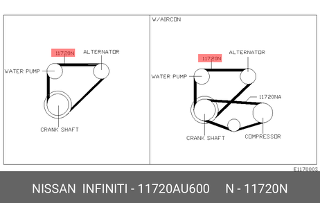 фото Nissan 11720-AU600 Ремень клиновый Nissan 11720-AU600 Ремень клиновый