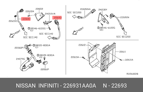 фото Nissan 22693-1AA0A Датчик кислородный Nissan 22693-1AA0A Датчик кислородный