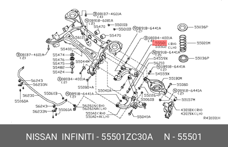 фото Nissan 55501-ZC30A Рычаг подвески | зад лев | Nissan 55501-ZC30A Рычаг подвески | зад лев |
