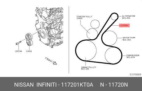 Nissan 11720-1KT0A Ремень поликлиновый