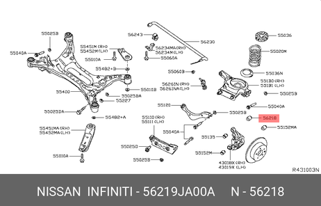 фото Nissan 56219-JA00A Сайлентблок рычага подвески | зад | Nissan 56219-JA00A Сайлентблок рычага подвески | зад |