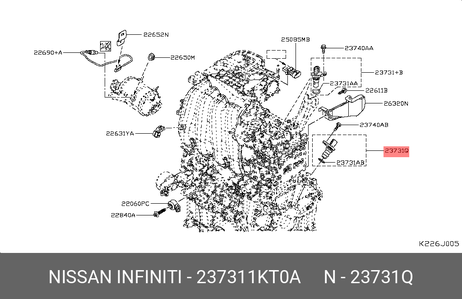 фото Nissan 23731-1KT0A Датчик положения коленвала Nissan 23731-1KT0A Датчик положения коленвала