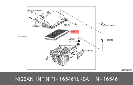 фото Nissan 16546-1LK0A Фильтр воздушный Nissan 16546-1LK0A Фильтр воздушный