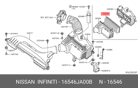 фото Nissan 16546-JA00B Фильтр воздушный Nissan 16546-JA00B Фильтр воздушный